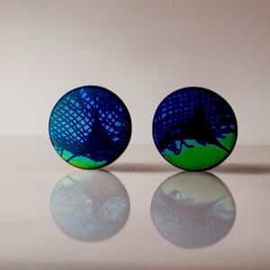 Irridescent Blue and Green Clip-On Earrings